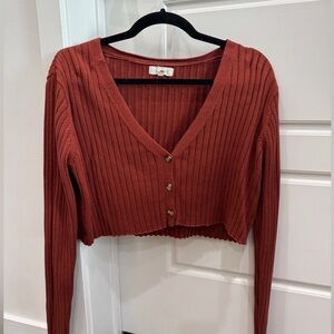 Pacsun Rust Ribbed Button-Up Cardigan